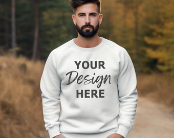 May include: A white sweatshirt with the text "YOUR Design HERE" printed on the front.