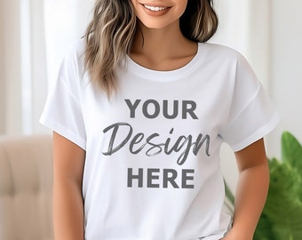 White Bella Canvas 3001 Mockup, Bella Canvas Mockup, White T-Shirt Mockup, Womens Tee Mock, 3001 White Shirt Mock Up