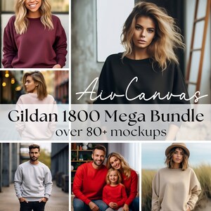 Gildan 18000 Mockup Bundle, 18000 Sweatshirt Bundle, Gildan Model Mockups, Whole Section Bundle, 1800 Sweater Bundle, Lifestyle Mockups