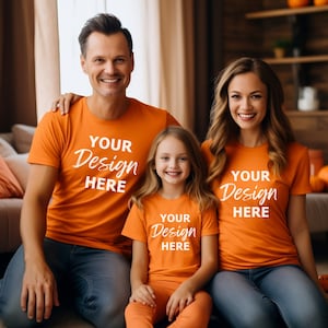 Family Bella Canvas 3001 Orange Mockup, Family Halloween Mockup Bundle, Bella Canvas Mockup, Family Orange Shirt Mockup
