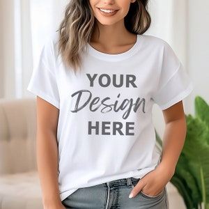 White Bella Canvas 3001 Mockup, Bella Canvas Mockup, White T-Shirt Mockup, Womens Tee Mock, 3001 White Shirt Mock Up