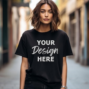 Black Bella Canvas 3001 Mockup, Bella Canvas Mockup, Black T-Shirt Mockup, Womens Tee Mock, 3001 Black Shirt Mock Up