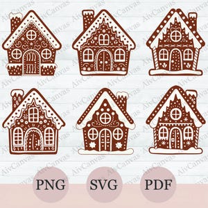 Bundle SVG maison en pain d'épice, 9 cliparts maison en pain d'épice, Noël maison en pain d'épice Svg, fichier de coupe de biscuits