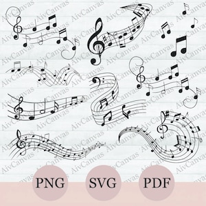 Music Notes SVG Bundle, Music Notes Png Clipart, Musical Notes Vector, Digital Download For Circut