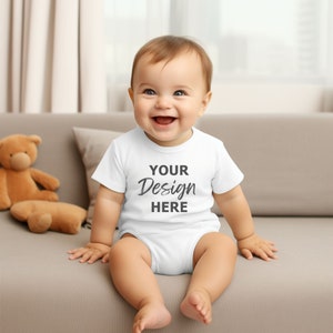 Infant Romper Mockup, Rabbit Skins Mockup, Baby Bodysuit Mockup, White Onesie Baby Mockup, Baby Bodysuit Photo, White Baby Tshirt Mockup