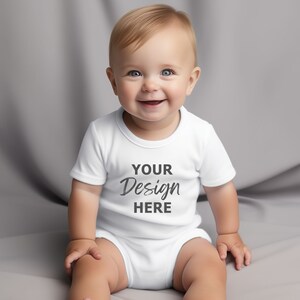 Infant Baby Rib Bodysuit Mockup White Rabbit Skins 4400 Mockup Infant Romper Mock-ups Bodysuit mockup