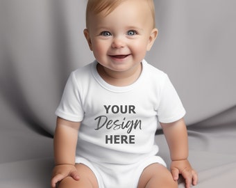 Infant Baby Rib Bodysuit Mockup White Rabbit Skins 4400 Mockup Infant Romper Mock-ups Bodysuit mockup