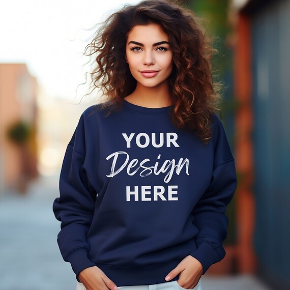 Navy Blue Gildan 18000 Mockup, Navy Blue Crewneck Sweatshirt Mockup, Boho  Modern Mockup, Gildan Crewneck Navy Blue Mockup