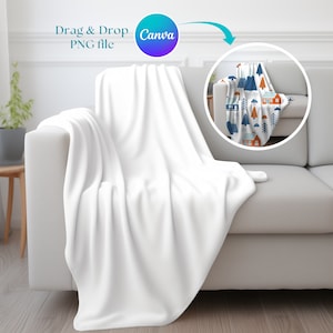 Velveteen Blanket Mockup, Throw Blanket Mockup, Canva Drag & Drop Mockup, Canva PNG Overlay Blanket Mockup, Blanket For Sublimation