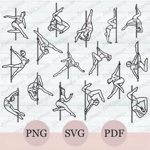 Pole Dance SVG Bundle, Pole Dance PNG Clipart, Pole Dance SVG Cut File, 16 Pole Dancer svg, Exotic Dancer svg, Pole Dance Vector File