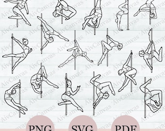 Pole Dance SVG Bundle, Pole Dance PNG Clipart, Pole Dance SVG Cut File, 16 Pole Dancer svg, Exotic Dancer svg, Pole Dance Vector File