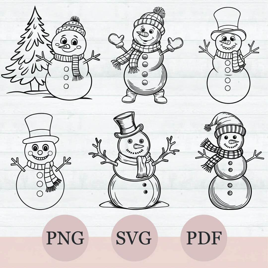 Christmas Snowman SVG Bundle, Snowman Clipart Png, 6 Winter Christmas ...