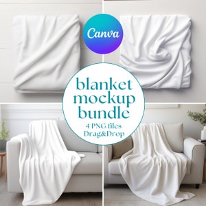 Velveteen Blanket Mockup Bundle, Canva Drag & Drop PNG, Throw Blanket Mockup, Canva Overlay Mockup, Plush Blanket Mockup