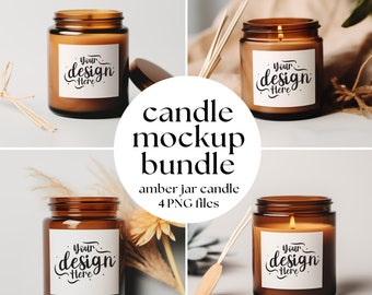 Amber Candle Mockup Bundle, Soy Candle Mockup, Jar Candle Mockup, Candle Branding Mockup, Digital Candle Mock up, White Label Amber Candle