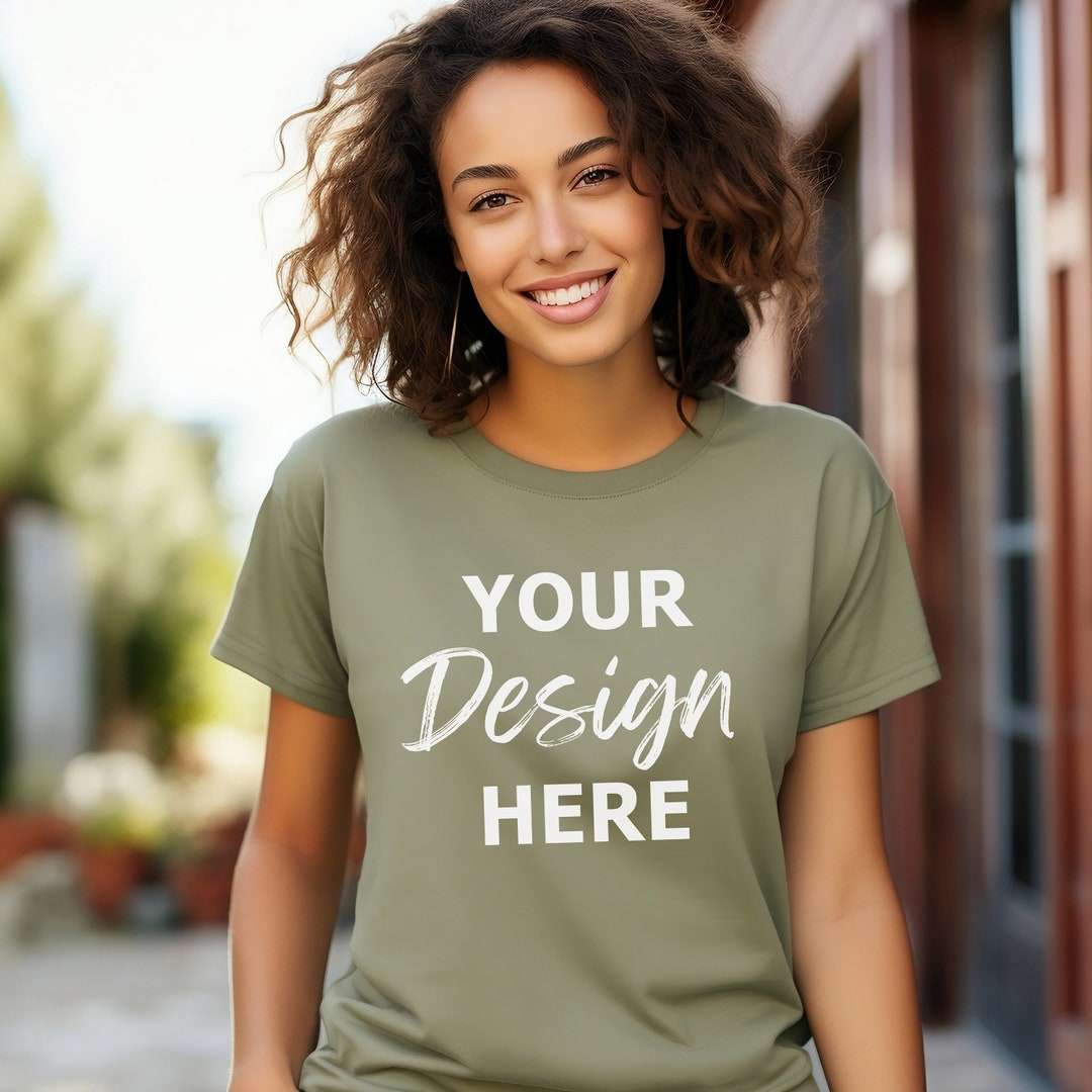 Heather Olive Bella Canvas 3001 Mockup, Bella Canvas Mockup, Heather ...
