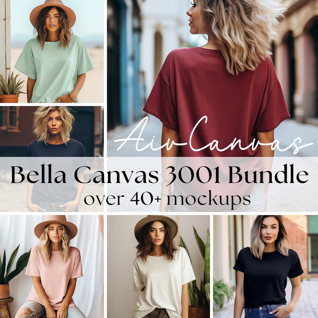 Bella Canvas 3001 Mockup Bundle, Multiple Colors T-shirt Mockups, Bella ...