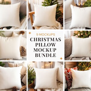 Christmas Throw Pillow Mockup Bundle, Printify Square Pillow Mockup, Blank Pillow Mockup, White Pillow Mockup Bundle, Winter Pillow Mockup