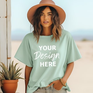 Heather Mint Bella Canvas 3001 Mockup, Bella Canvas Mockup, Heather Mint T-Shirt Mockup, Damen T-Shirt Mock, 3001 Heather Mint Shirt MockUp