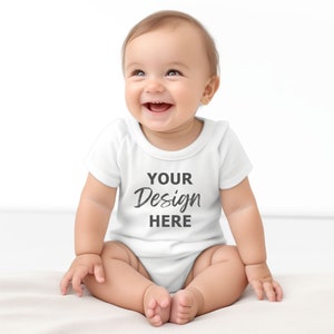 Infant Romper Mockup, Rabbit Skins Mockup, Baby Bodysuit Mockup, White Onesie Baby Mockup, Baby Bodysuit Stock Photo, Baby Model
