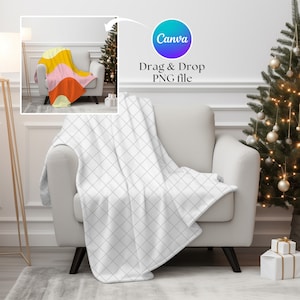 Blanket Mockup, Canva Drag & Drop Blanket Mockup, PNG, Transparent Blank Blanket Mock up, Velveteen Plush Minky Blanket, Christmas Blanket