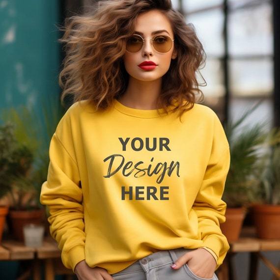 Yellow gildan sweatshirt hotsell