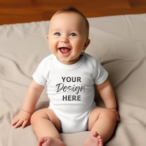 Infant Romper Mockup, Baby Bodysuit Mockup, White Onesie Baby Mockup, Babygrow Mockup Sublimation