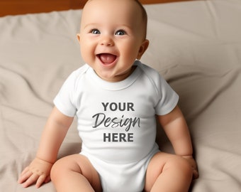 Infant Romper Mockup, Baby Bodysuit Mockup, White Onesie Baby Mockup, Babygrow Mockup Sublimation