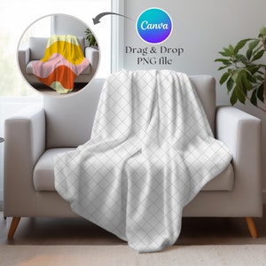 Decken-Mockup, Wurfdecke Mockup, Canva Ziehen & Ablegen Mockup, Samtplüschdecke Mockup, Canva PNG-Overlay-Decke Mockup
