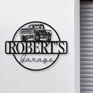 Custom Metal Truck Garage Signs - Personalized Man Cave Named Wall Art Deco -Special Gift - American Car - Pickup - Motorbike - Workshop