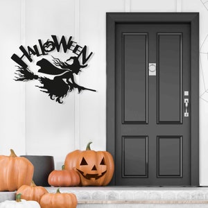 Spooky Witch Metal Sign - Halloween Door Hanger