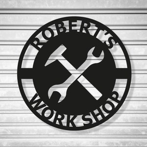 Aangepast bord Papas Garage Workshop - gepersonaliseerde man grotnaam muurkunst vader vrienden cadeau Amerikaanse auto pick-up truck motor workshop