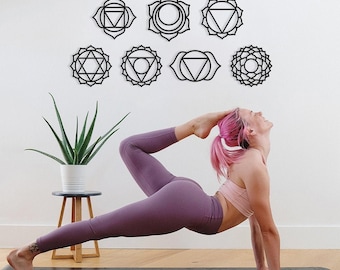 Metalen wandkunst chakra - decor yogastudio, set van 7