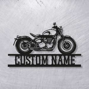 Custom Bobber Garage Signs - Personalized Motorcycle Named Wall Art Deco -Special Gift - Motorbike - Workshop - Gifts for him - Men Cave Art