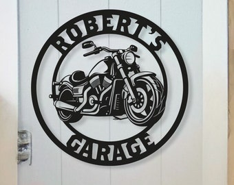 Customizable Round Chopper Signs - Personalized Metal Wall Art Deco - Motorbike Workshop - Gifts for him