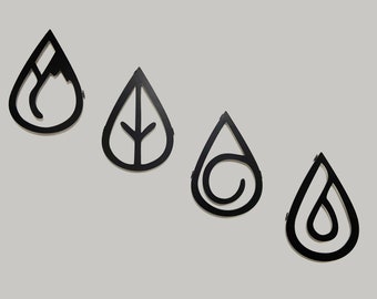 Vier Elemente Metall, Wandbild, vier Elemente Symbol, Erde Wasser Luft Feuer, 4 Elemente Housewarming Geschenk - Set mit vier Dekor-Metallschildern