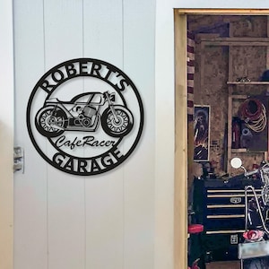 Custom Cafe Racer Signs - Personalized Motorcycle Named Wall Art Deco -Special Gift - Motorbike - Workshop - Gifts for him - Men Cave Art