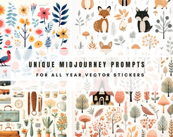 Midjourney Prompts voor illustratie Vector AI Guide Vector Arts Midjourney Prompt Vector Design Winter AI Prompt voor Vector Cliparts Sticker