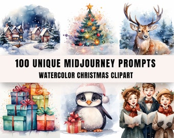 Kerst Clip Art Midjourney Prompts Aquarel Clip Art AI Kerst Clipart Midjourney Prompt Aquarel PNG AI Vraag om illustraties