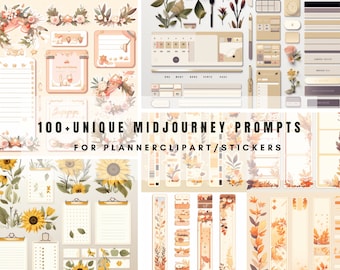 100+ Midjourney Prompts Planner Clipart Stickers Journal Stickers Midjourney Prompts Clipart voor Goodnotes Cliparts Prompt Sticky Notes
