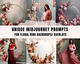 Midjourney vraagt om bloemenring achtergrond overlay Zwangerschap overlays voor Photoshop Ring overlays portret foto overlays bloem overlays