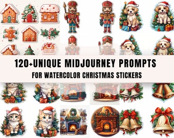 120+ Midjourney Prompts voor kerststickers Kerstkaartstickers Afdrukbare digitale kunst Magische Winter Journal Sticker Planner Stickers