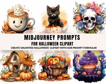 Midjourney Prompts Halloween AI Clipart Autumn Arts - Pompoen Prompt Midjourney Prompts Clipart Halloween AI Prompt voor Pompoenen Clipart