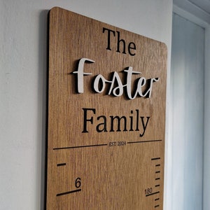 Handmade Wood Height Growth chart with personalised name and year