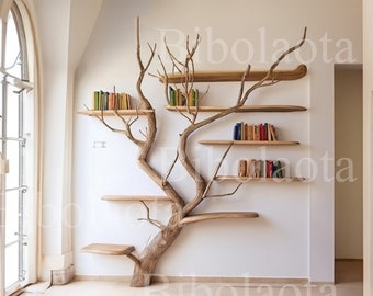 Tree branch shelves live edge wall mount floating bookshelf tree bookshelf corner shelf driftwood decor