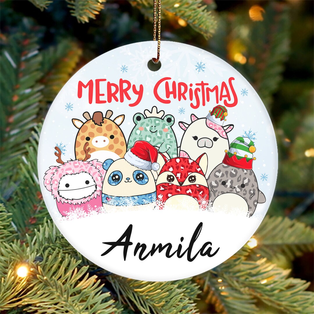 Custom Squishmallow Christmas Ornament, Merry Squishmas Ornament, Merry