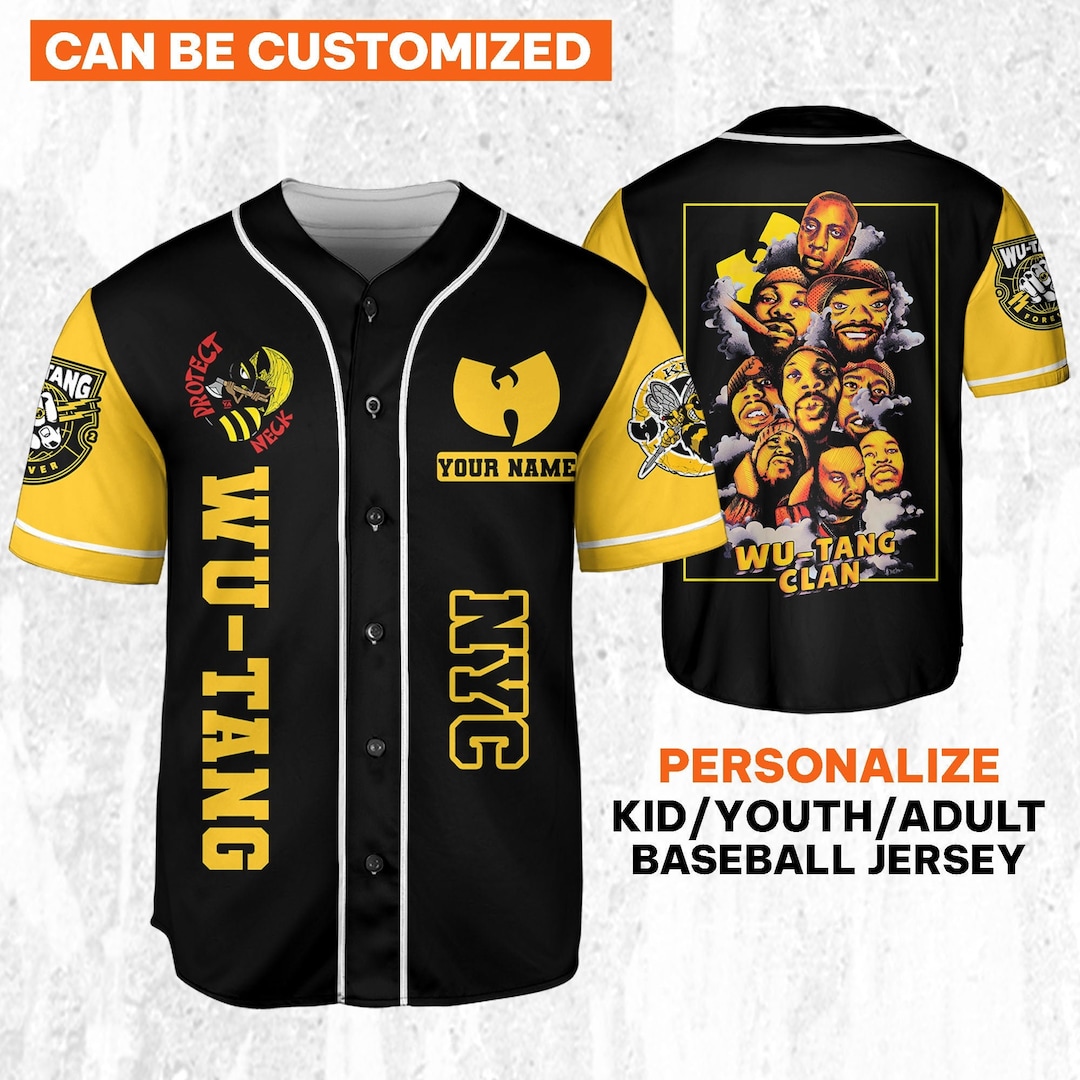 Personalize Wu-tang Clan Yellow Black, Custom Baseball Jersey Shirt ...