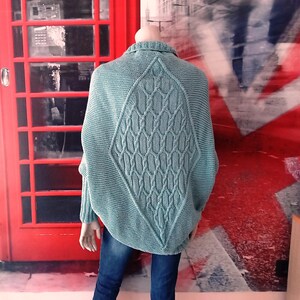 Green knitted cardigan, asymetrical cardigan, winter cardigan, cardigan with specular back, spectucular cardigan, oversize cardigan
