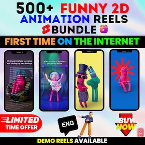 Paquete de más de 800 cortos y carretes de animación 2D divertidos en inglés