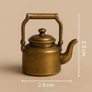 Handmade Miniature Brass Tea Kettle: Vintage Home Decor
