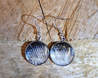 Stainlessteel earrings with real bleak's skin and scales